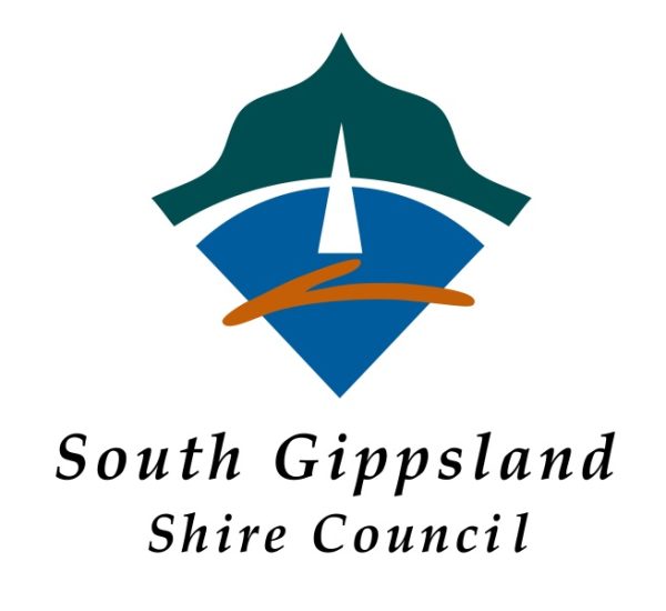 Logo of South Gippsland Shire Council featuring a stylized mountain and river design.