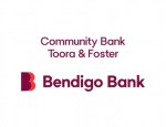 Logo of Bendigo Bank with the text 'Community Bank Toora & Foster' above it.